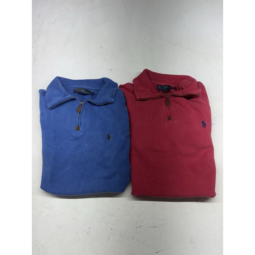 Lot Of 2 Polo Ralph Lauren Sweater Mens S Ribbed Mock Neck 1/4 Zip Knit Pony